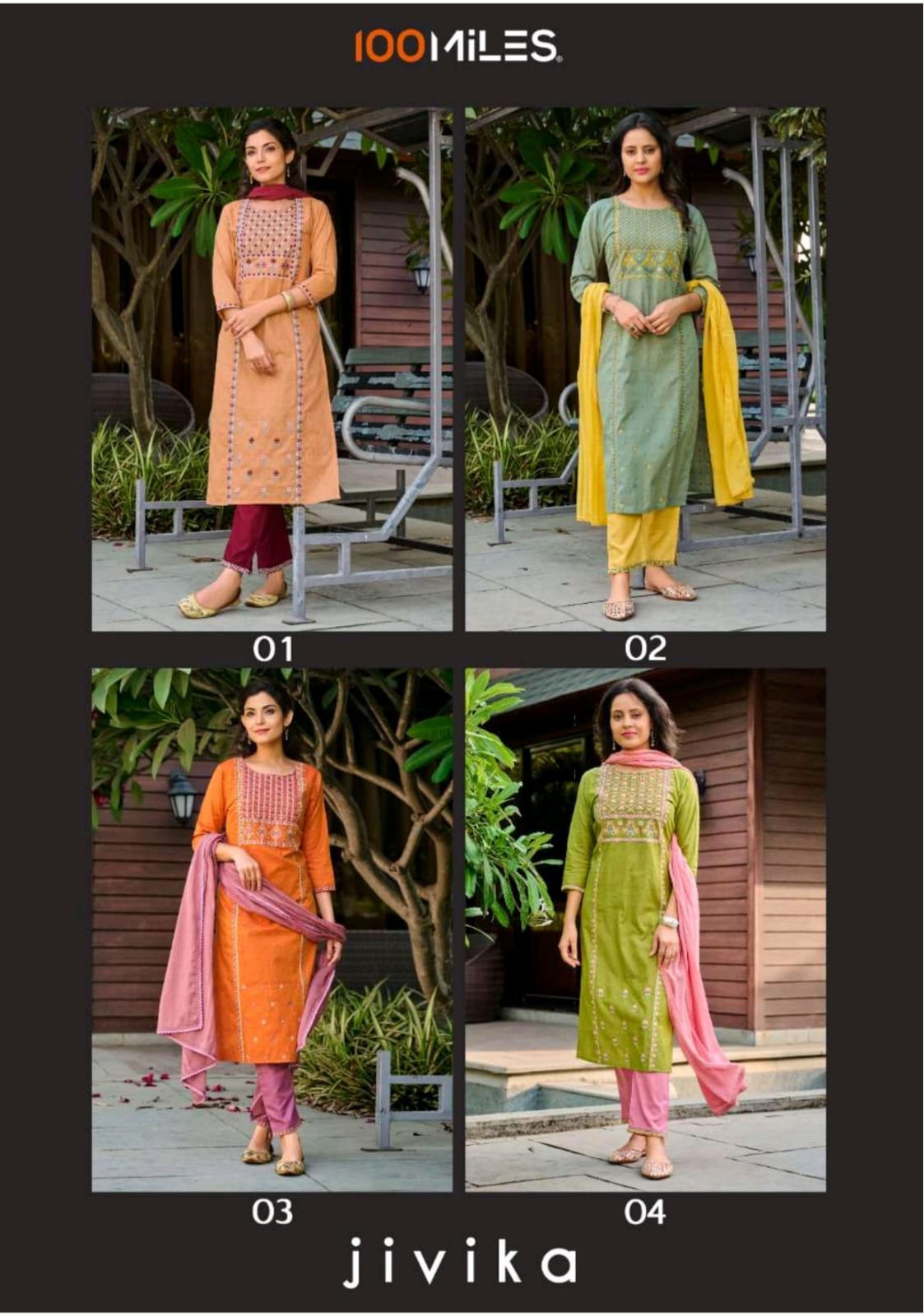 Jivika By 100miles Pure Cotton Kurti With Bottom Dupatta Wholesale Market In Surat